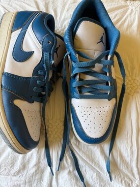 Nike Air Jordan 1 Low White and Blue Casual Sneakers. Men’s size 10.